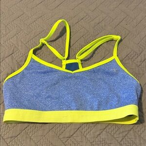Champion Heather Blue and Neon Yellow Sports Bra